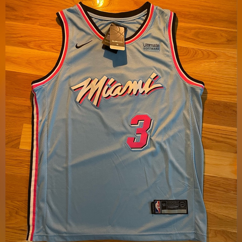 Nike NBA Miami Heat Dwyane Wade 3 ViceWave City Edition Swingman Jersey Blue